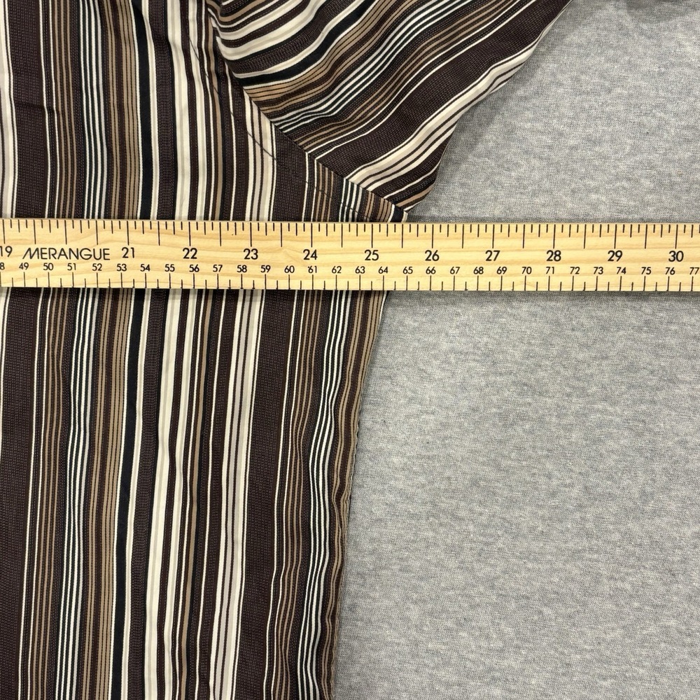 Bugatchi Uomo Button Up Shirt Men's Size XXL Brown Vertical Striped Flip Cuff - Picture 7 of 8